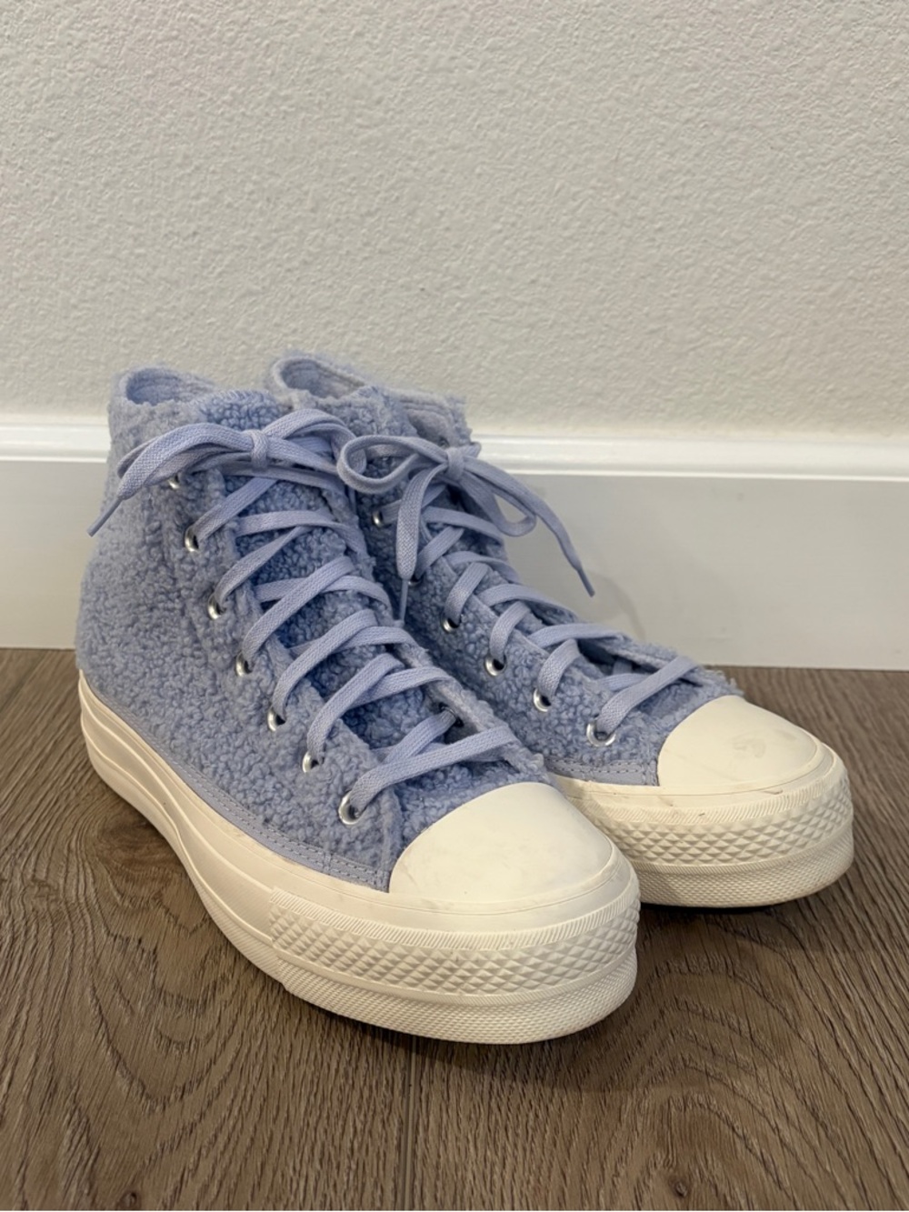 Converse High-Top Sherpa Sneakers in Light Lavender platform